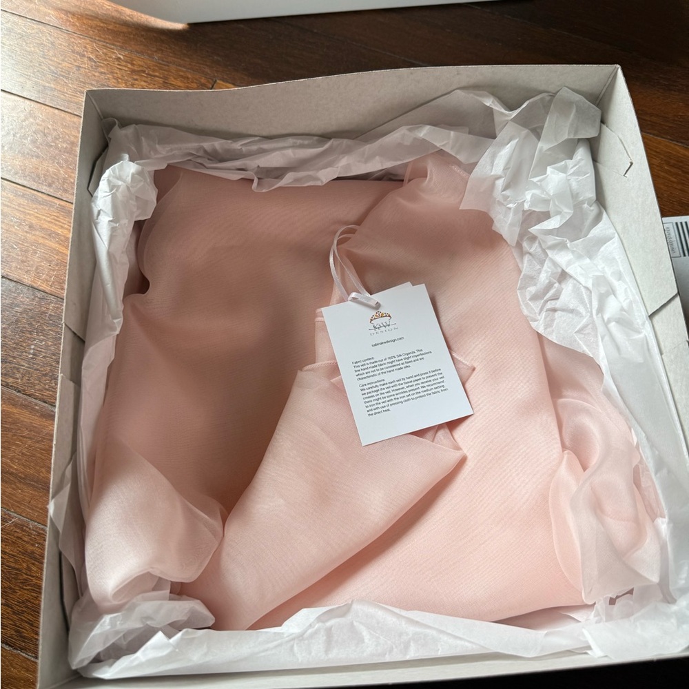 Blush Pink Silk Organza Bridal Veil - image 4